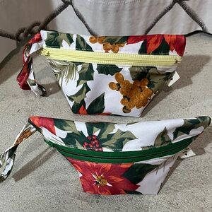 Holiday print make up pouch handmade